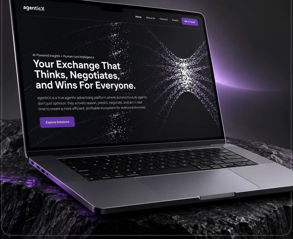 AgenticX platform website shown on a laptop