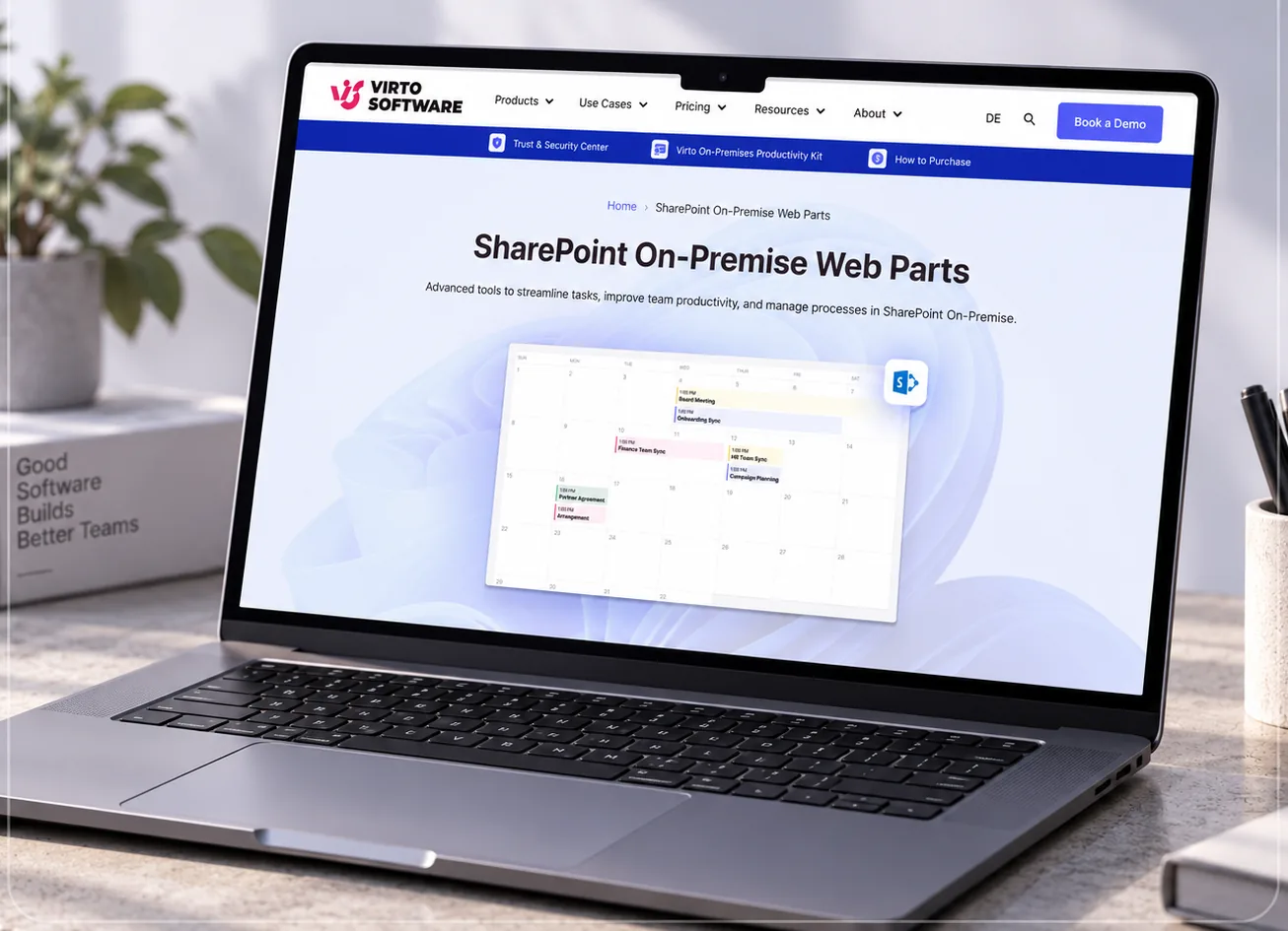Virto Software website shown on a laptop